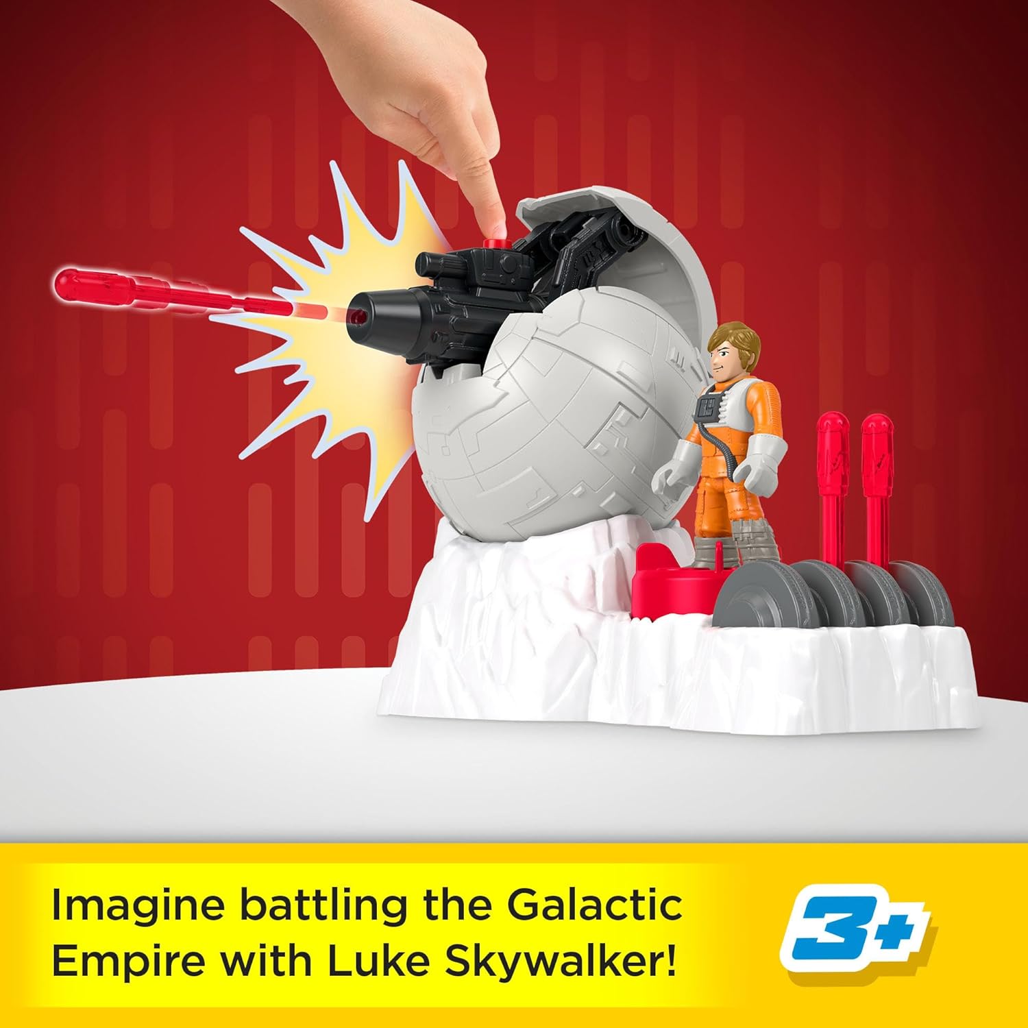 Fisher-Price Imaginext Star Wars Toys Rebel Base Cannon Launcher with Luke Skywalker Metal Character Key for Kids Ages 3+ Years