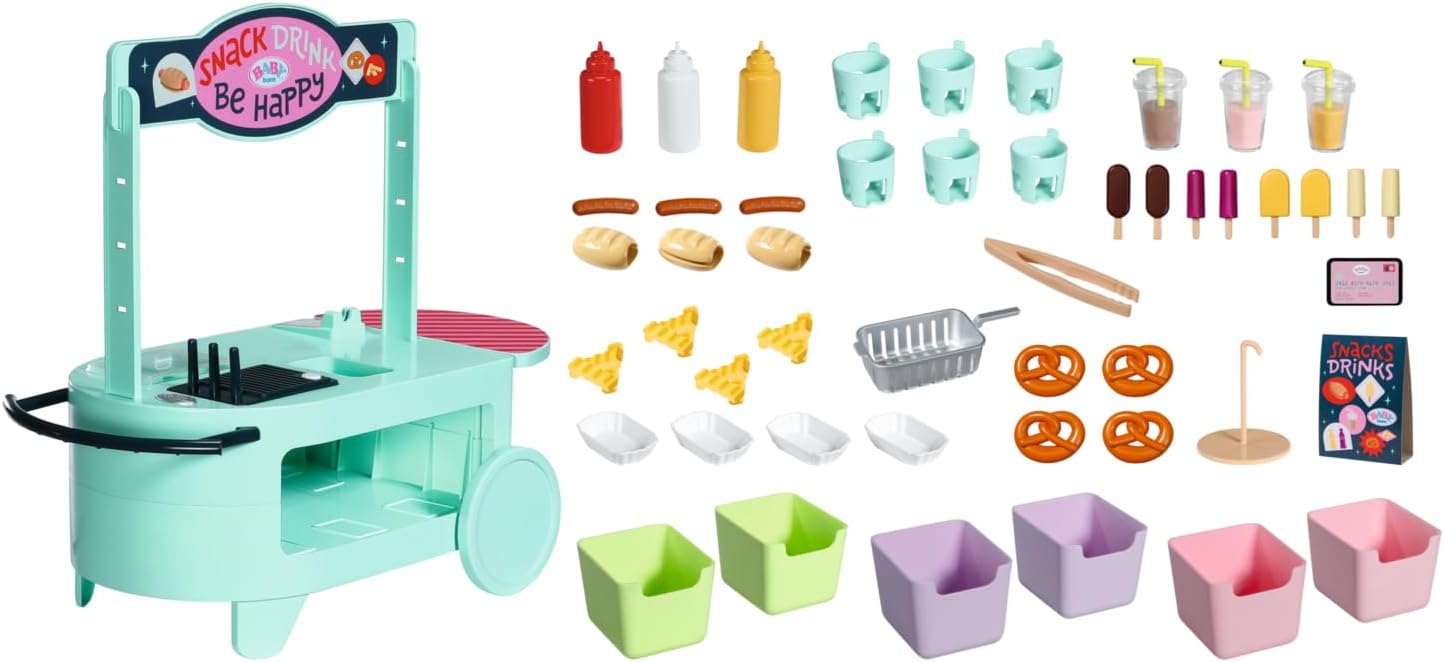 BABY born Snack Shop, eetkraam voor poppen met geluidseffecten, 25 verschillende fastfoodsnacks, 835883 Zapf Creation