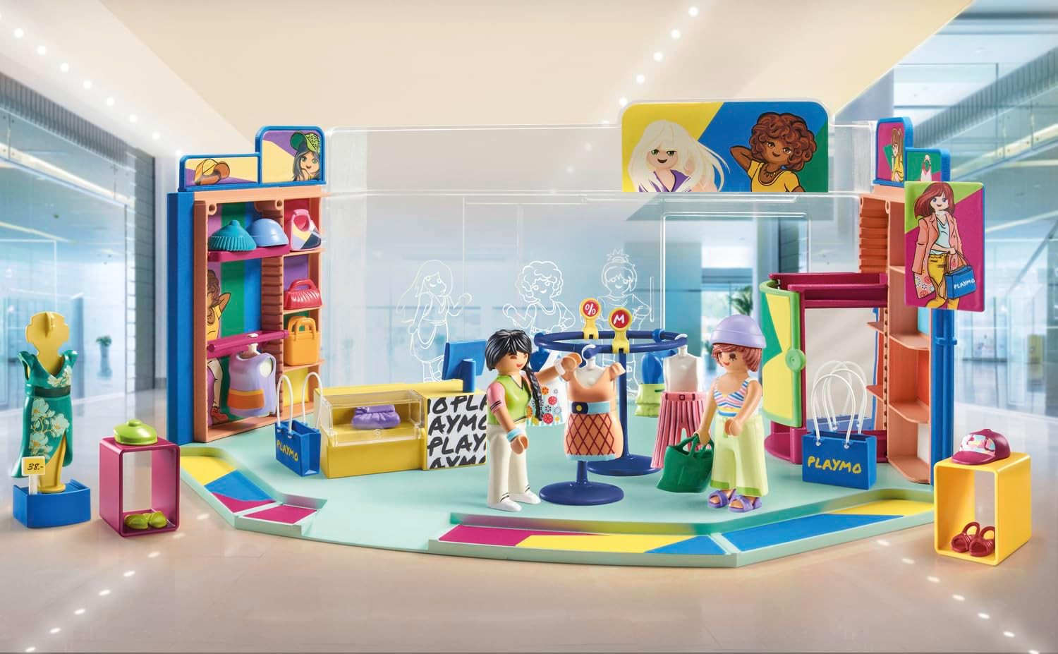 PLAYMOBIL myLife 71534 Modewinkel, spannende winkelervaring in de modewinkel, inclusief kassa, vitrine en veel kledingstukken, gedetailleerde speelgoed voor kinderen vanaf 5 jaar