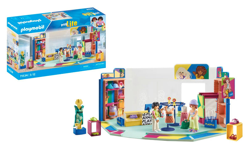 PLAYMOBIL myLife 71534 Modewinkel, spannende winkelervaring in de modewinkel, inclusief kassa, vitrine en veel kledingstukken, gedetailleerde speelgoed voor kinderen vanaf 5 jaar