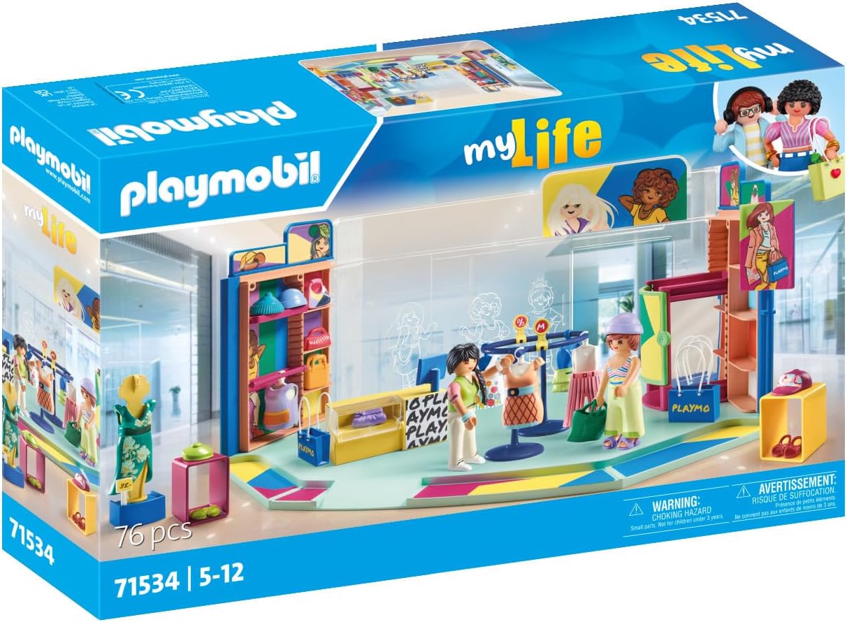 PLAYMOBIL myLife 71534 Modewinkel, spannende winkelervaring in de modewinkel, inclusief kassa, vitrine en veel kledingstukken, gedetailleerde speelgoed voor kinderen vanaf 5 jaar