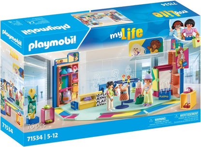PLAYMOBIL myLife 71534 Modewinkel, spannende winkelervaring in de modewinkel, inclusief kassa, vitrine en veel kledingstukken, gedetailleerde speelgoed voor kinderen vanaf 5 jaar