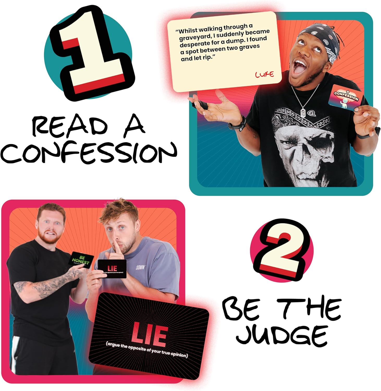 The Sidemen TOO FAR Card Game | The Morally Outrageous Funniest Party Card Game | By the Sidemen | Reveal Your Honest Opinions, Judge the Confession and Catch the Liar | For Teens, Adults, 16+