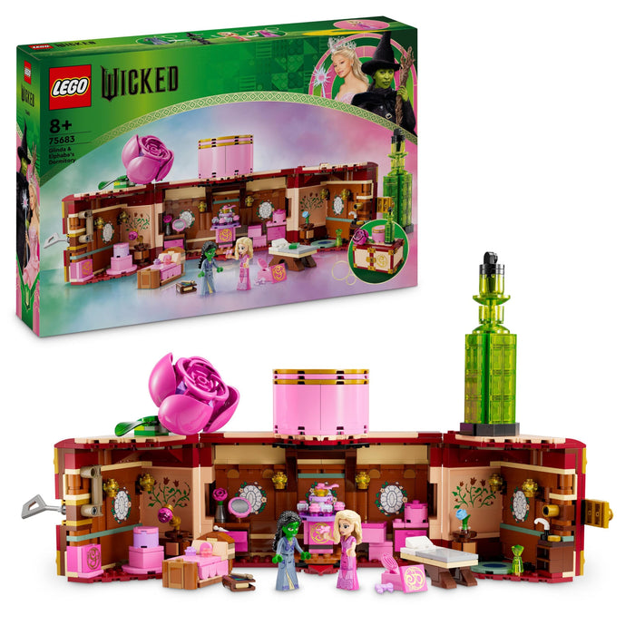 LEGO Wicked Glinda & Elphaba's Dormitory Set, Building Toy for 8 Plus Year Old Girls & Boys, with 2 Mini-Dolls for Imaginative Play, Gift for Kids Who Love Doll’s Houses, and Fans of the Movie 75683