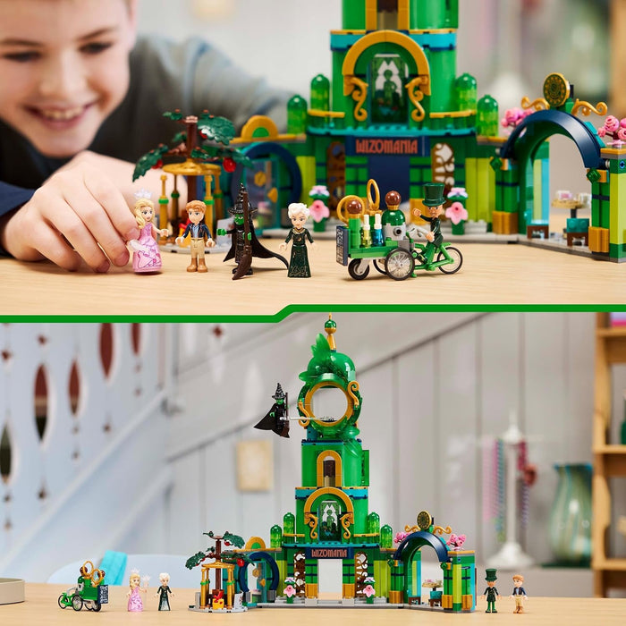 LEGO Wicked Benvenuti nella Città di Smeraldo, Gioco da Collezione per Bambine e Bambini da 9 Anni con Torre Giocattolo da Costruire e 5 Personaggi del Film tra cui Glinda e Elphaba, Idea Regalo 75684