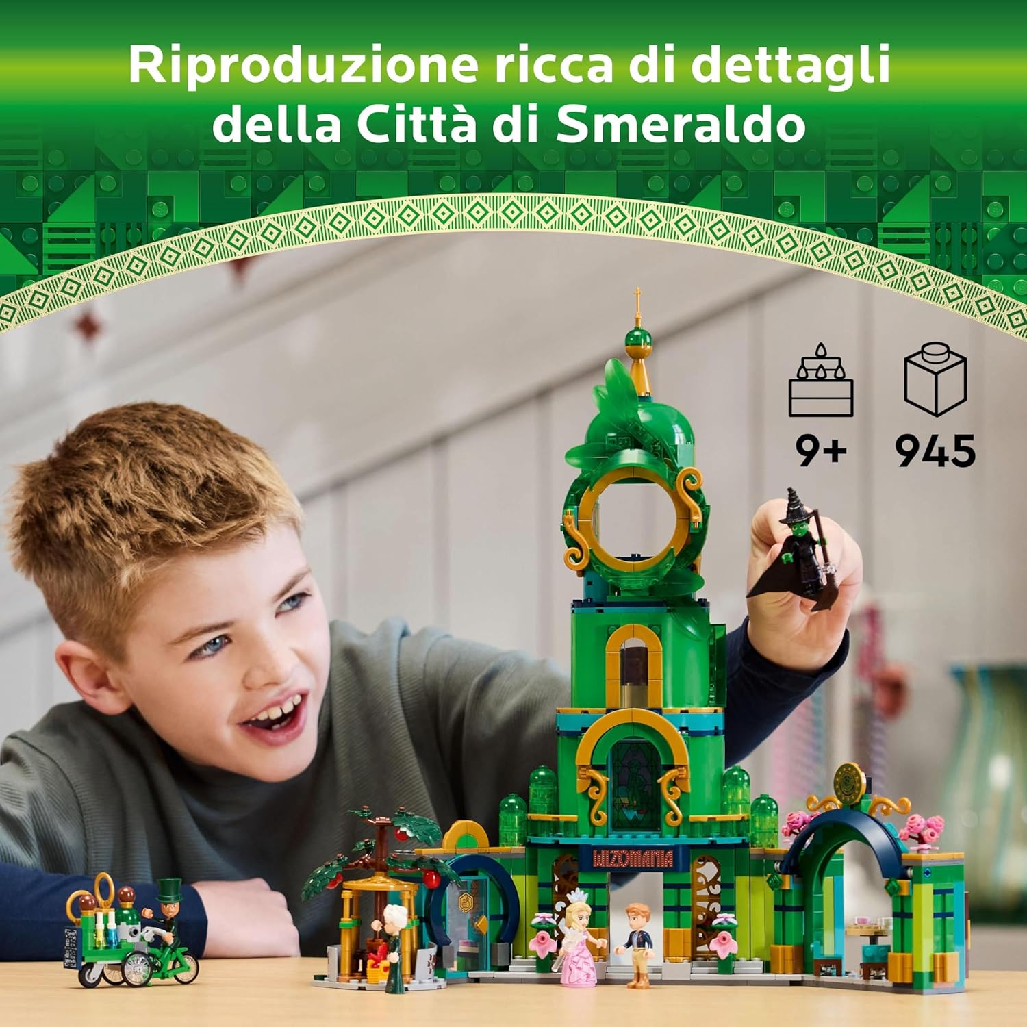 LEGO Wicked Welcome to Emerald City Set, Building Toy with Tower Model and Glinda and Elphaba Mini-Doll Figures, Gift for Movie Fans and 9 Plus Year Old Girls & Boys Who Love Dolls House Sets 75684