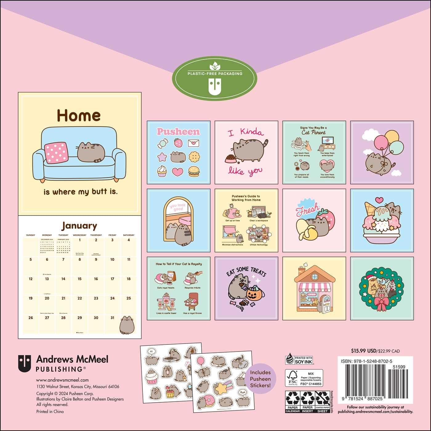 Pusheen 2025 Wall Calendar