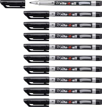 Permanent Marker Pen - STABILO Write-4-all - Medium - Pack of 10