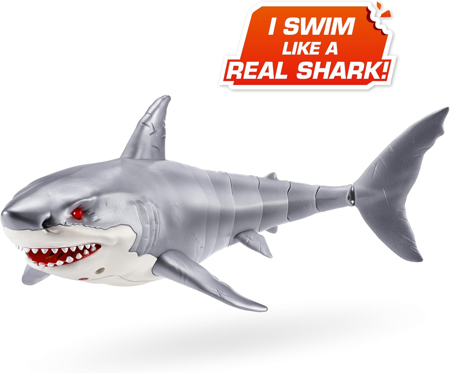 ROBO ALIVE Great White Shark Series 1 by Zuru, Battery-Powered Robotic Light Up Shark Toy, Summer Pool Toy, Bath Toy