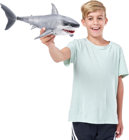 ROBO ALIVE Great White Shark Series 1 by Zuru, Battery-Powered Robotic Light Up Shark Toy, Summer Pool Toy, Bath Toy