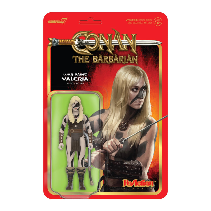 Super7 Conan The Barbarian War Paint Valeria - Figura de acción de Conan de 3.75 pulgadas con accesorio de película clásica coleccionable y juguetes retro