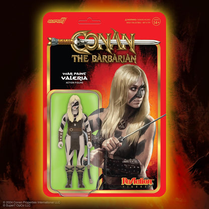 Super7 Conan The Barbarian War Paint Valeria - Figura de acción de Conan de 3.75 pulgadas con accesorio de película clásica coleccionable y juguetes retro