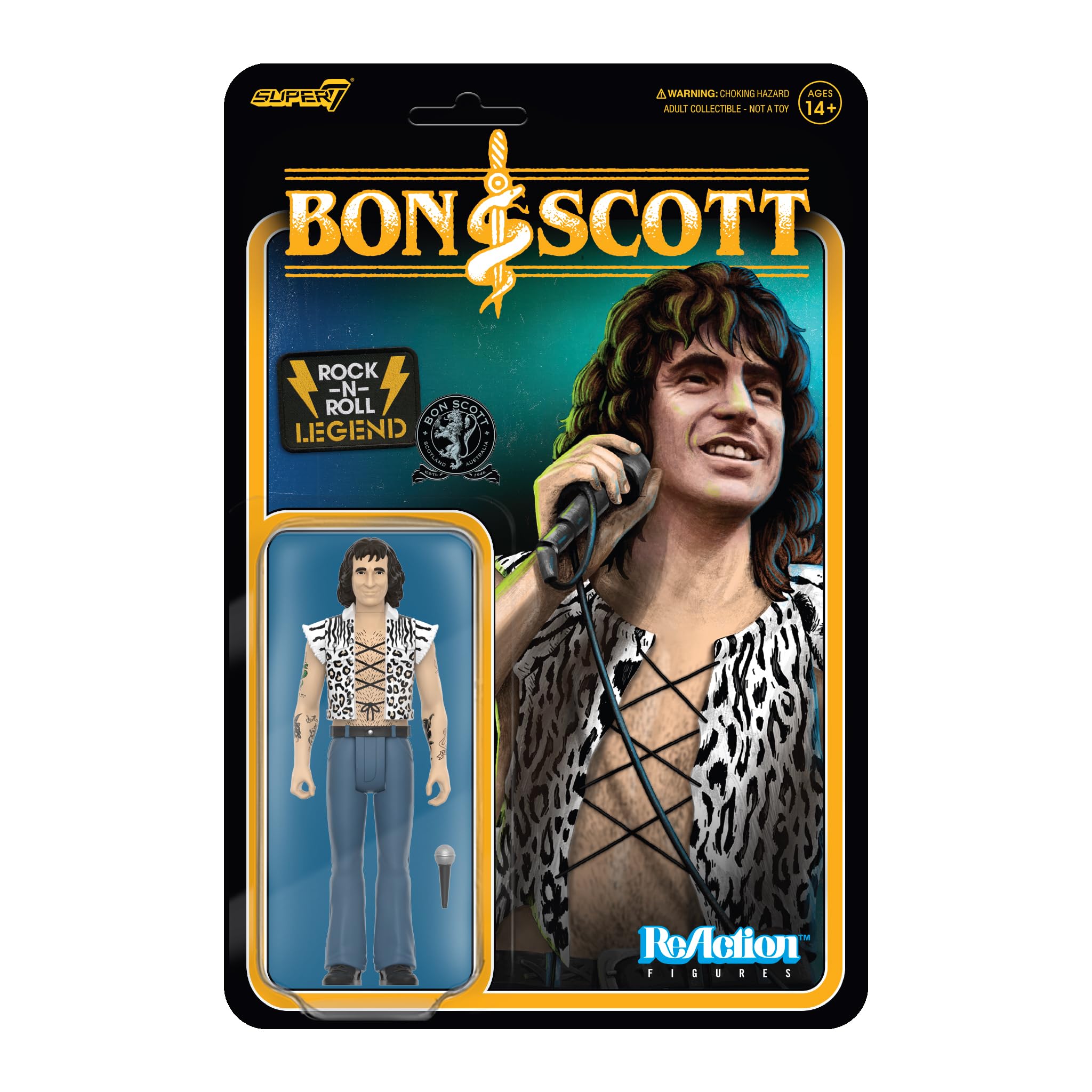 Super7 Bon Scott Reaction Figures Wave 02 - Bon Scott (Leopard Print) Action Figure