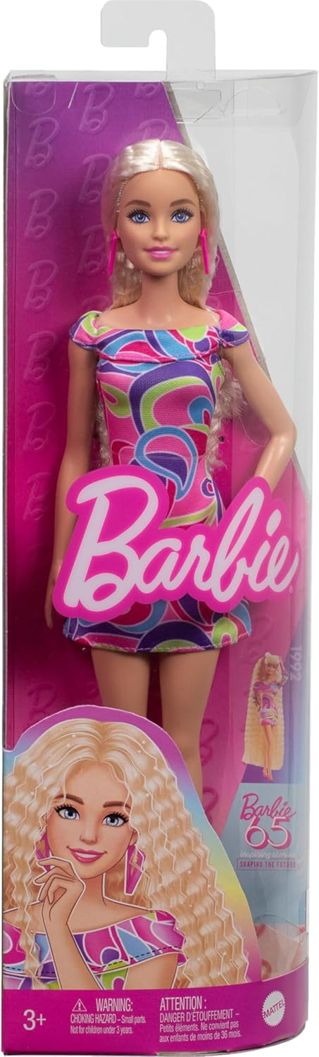 Barbie Fashionistas Doll #223 with Blonde Wavy Hair, Totally Hair-Inspired Dress & Accessories, 65th Anniversary Collectible Fashion Doll