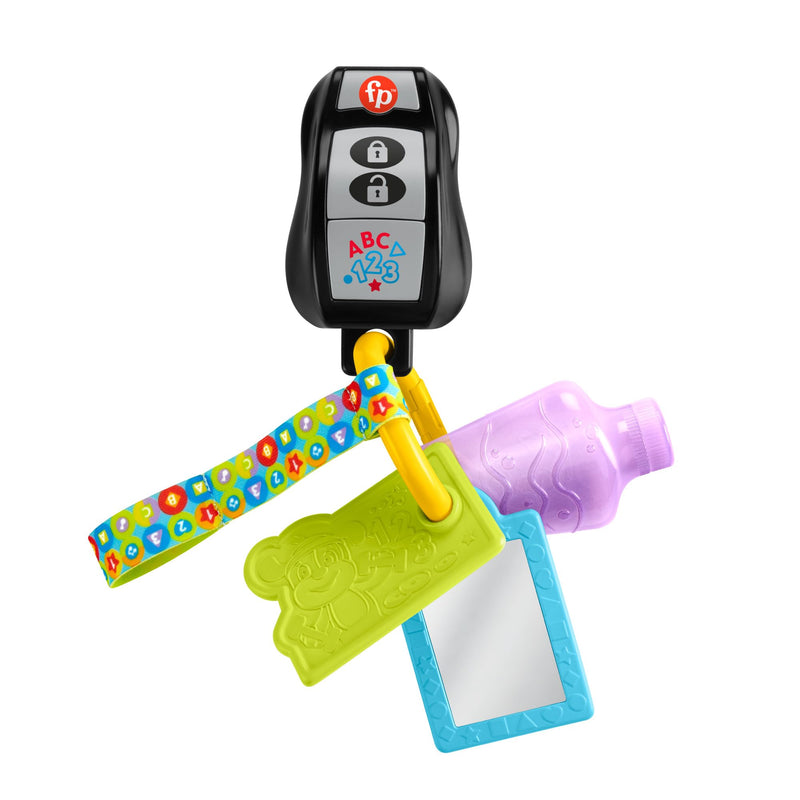 Fisher-Price Lern- und Spielspaß Baby Musikspielzeug Lernspaß Schlüsselbund mit Beißring und Spiegel für Kinder ab 6 Monaten, mehrsprachige Version, HWY37