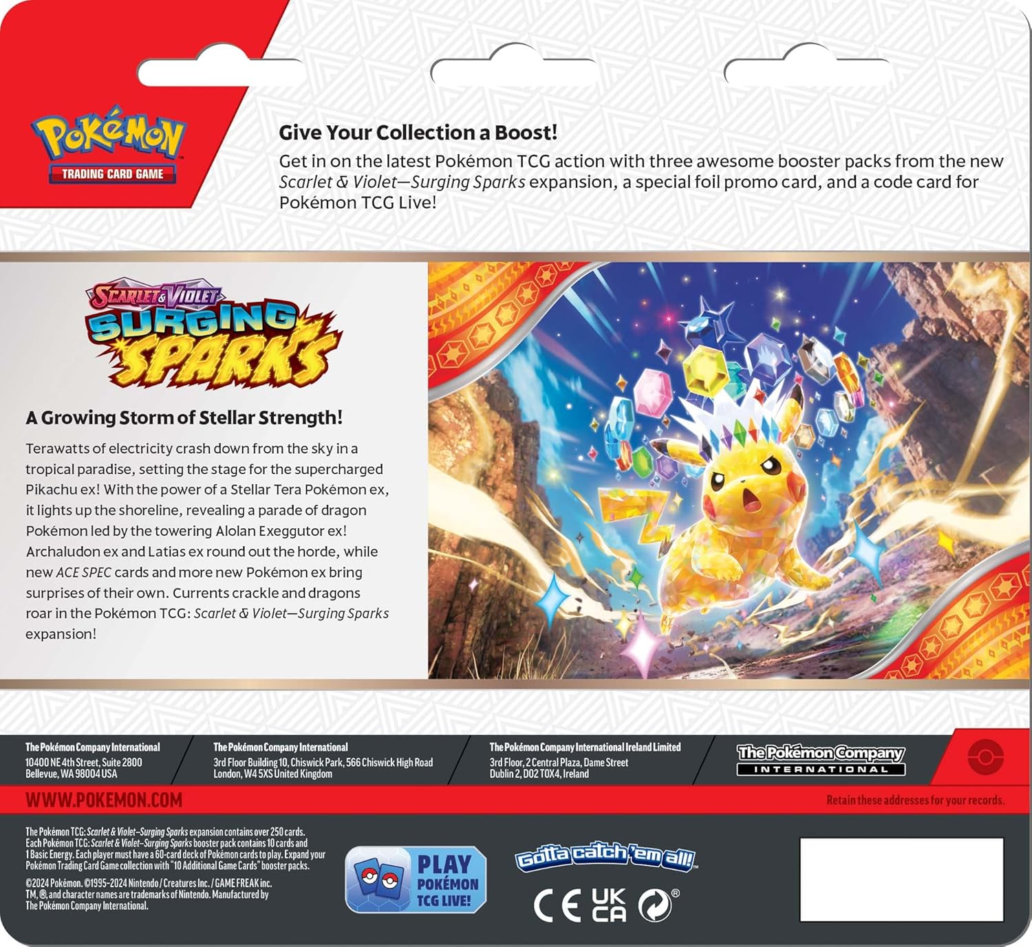 Pokémon TCG Scarlet and Violet 8 Surging Sparks Three Booster Blister Pack