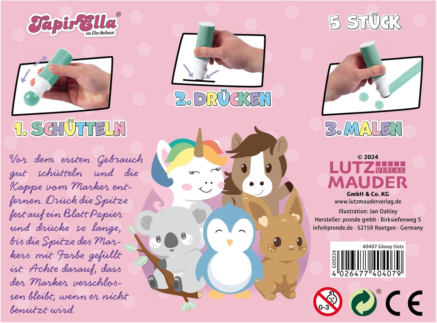Stempelmarkers Glossy - 5 stuks