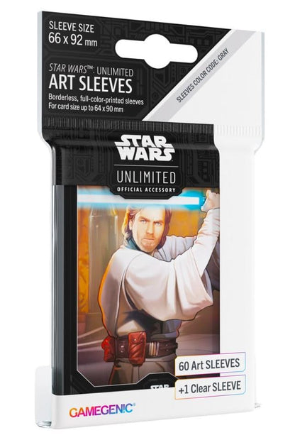 Gamegenic Wars Art Sleeves OBI-WAN Kenobi | Pack de 60 Ilustradas con Diseño Oficial y 1 Funda Transparente | Optimizado para Star Was Unlimited y Otros LCGs y TCGs, Multicolor (Asmodee GGS15061ML