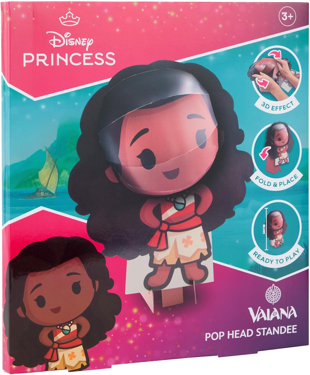 Disney Princess Belle Figur - 3D Pop Head 20 cm - Beauty and The Beast - Sammelfigur - Spielzeug Geschenkidee (DPB24335) (Vaiana