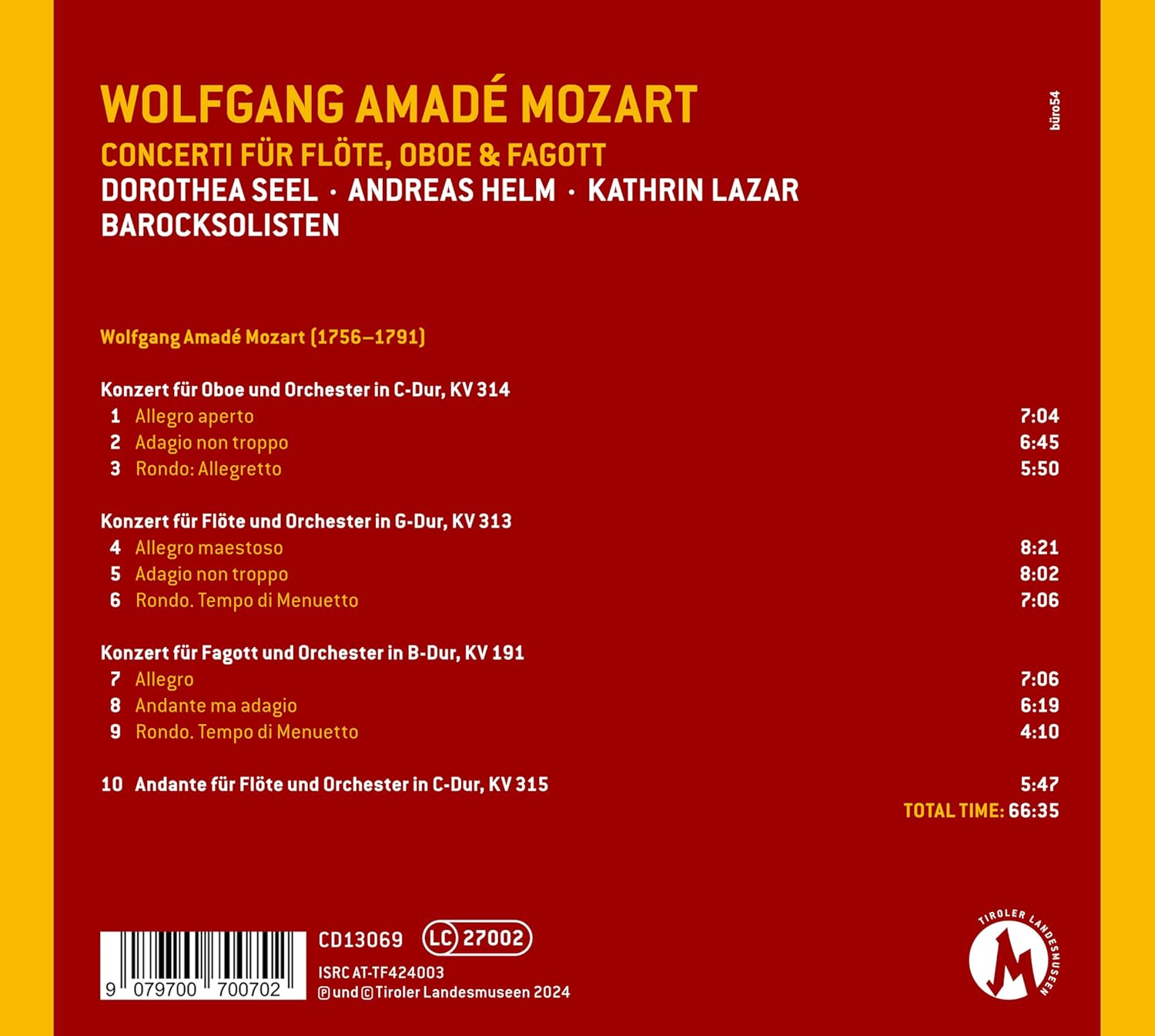Wolfgang Amadeus Mozart: Konzerte für Flöte, Oboe & Fagott