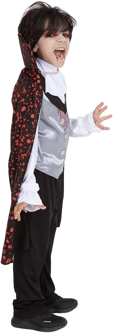 Rubies Blutiges Vampir-Kostüm für Jungen und Mädchen, Umhang, Weste mit Hemd und Hose, Dracula, offizielles Lizenzprodukt für Halloween, Partys, Cosplay 7-8 Jahre