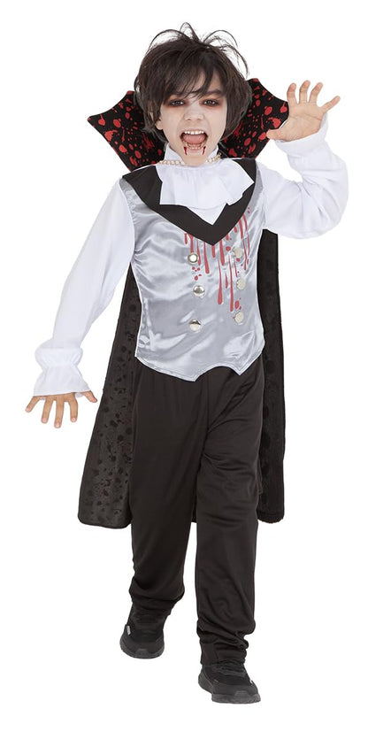Rubies Blutiges Vampir-Kostüm für Jungen und Mädchen, Umhang, Weste mit Hemd und Hose, Dracula, offizielles Lizenzprodukt für Halloween, Partys, Cosplay 9-10 Jahre
