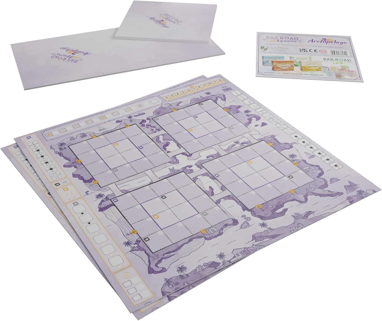 Railroad Ink Challenge: Archipelago Boards Set | Strategy Board Game Expansion | Roll and Write Dice Game | 1 to 4 Players | 20 Minutes | Ages 8+