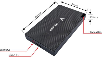 Verbatim 1TB Metal Mini SSD USB-C 3.2 Gen2 Speeds Upto 2000MB/s Read,1750MB/s Write