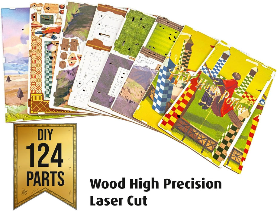 Revell Modellbausatz Tiny Adventures I Quidditch Field Harry Potter I 3D Miniaturhaus I DIY Book Nook Holz Puzzle I Handgefertigtes Booknook für Sammler und Zauberei-Fans