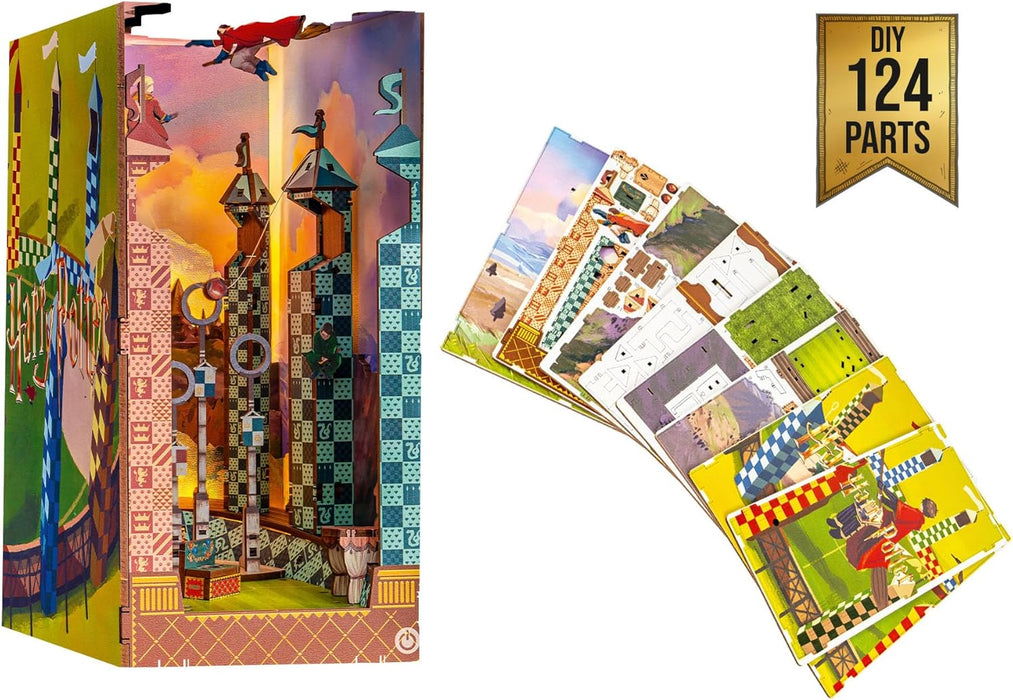 Revell Modellbausatz Tiny Adventures I Quidditch Field Harry Potter I 3D Miniaturhaus I DIY Book Nook Holz Puzzle I Handgefertigtes Booknook für Sammler und Zauberei-Fans