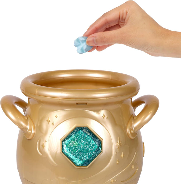 Magic Mixies - Magical Real Misting Gold Cauldron with 8 Inch Non-Electronic Plush Toy. Follow The Spell Book Add The Magic Ingredients. Who Will You Magically Create?