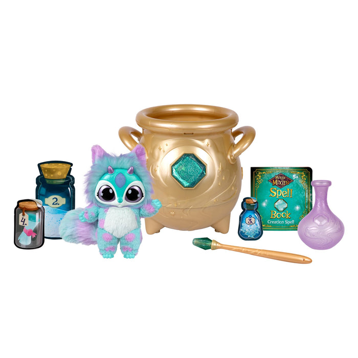 Magic Mixies - Magical Real Misting Gold Cauldron with 8 Inch Non-Electronic Plush Toy. Follow The Spell Book Add The Magic Ingredients. Who Will You Magically Create?