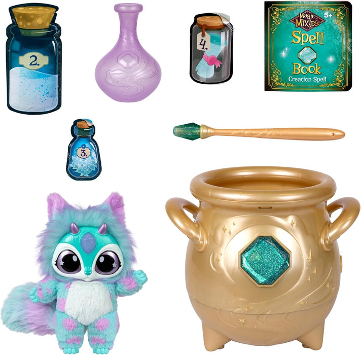 Magic Mixies - Magical Real Misting Gold Cauldron with 8 Inch Non-Electronic Plush Toy. Follow The Spell Book Add The Magic Ingredients. Who Will You Magically Create?