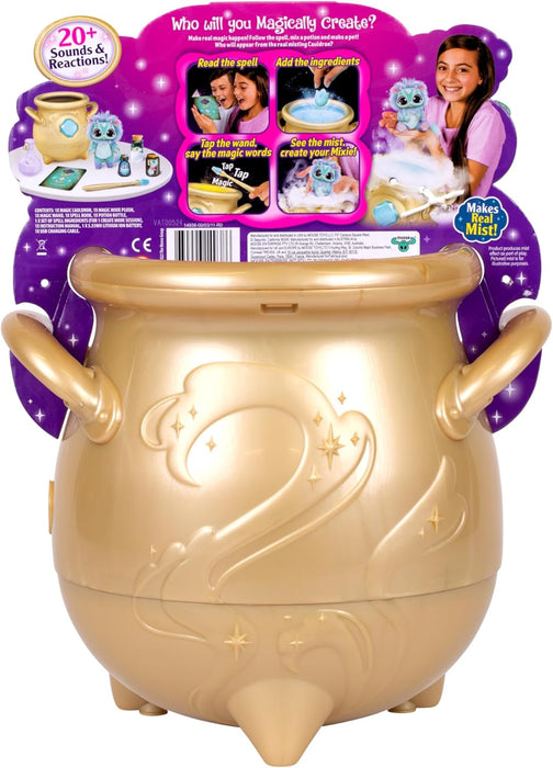 Magic Mixies - Magical Real Misting Gold Cauldron with 8 Inch Non-Electronic Plush Toy. Follow The Spell Book Add The Magic Ingredients. Who Will You Magically Create?