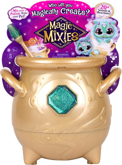 Magic Mixies - Magical Real Misting Gold Cauldron with 8 Inch Non-Electronic Plush Toy. Follow The Spell Book Add The Magic Ingredients. Who Will You Magically Create?