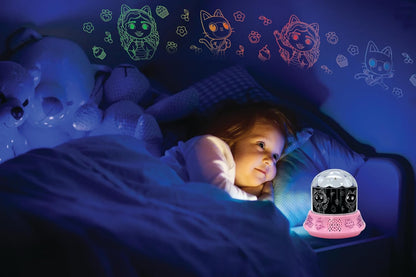 Lexibook, Gabby's Dollhouse, Nightlight with Speaker, Projections of The Gabby's Dollhouse TV Series, Kaleidoscopic Lights on The Ceiling, Speaker with Auxiliary Plug, Rechargeable, NLJ035GDH