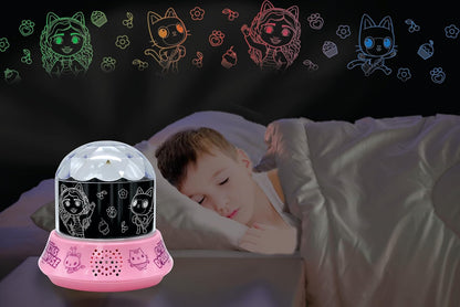 Lexibook, Gabby's Dollhouse, Nightlight with Speaker, Projections of The Gabby's Dollhouse TV Series, Kaleidoscopic Lights on The Ceiling, Speaker with Auxiliary Plug, Rechargeable, NLJ035GDH