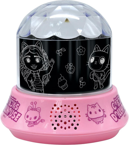 Lexibook, Gabby's Dollhouse, Nightlight with Speaker, Projections of The Gabby's Dollhouse TV Series, Kaleidoscopic Lights on The Ceiling, Speaker with Auxiliary Plug, Rechargeable, NLJ035GDH