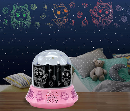 Lexibook, Gabby's Dollhouse, Nightlight with Speaker, Projections of The Gabby's Dollhouse TV Series, Kaleidoscopic Lights on The Ceiling, Speaker with Auxiliary Plug, Rechargeable, NLJ035GDH