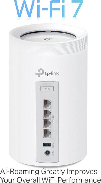 TP-Link Deco BE9300 Whole Home Tri-Band Mesh WiFi 7, Speeds up to 9214 Mbps, AI-Driven, Connect Over 200 Devices, Ideal for Gaming&4K, Easy Setup,2.5G Connectivity Wired and Wireless,Deco BE65(1-pack)