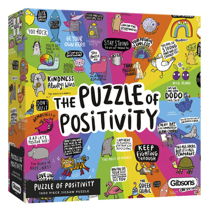 Puzzle of Positivity | 1000 Piece Jigsaw Puzzle | Cartoon, Mental Health Puzzle | Sustainable Jigsaw Puzzle for Adults | Premium 100% Recycled Board | Great Gift for Adults | Gibsons Games