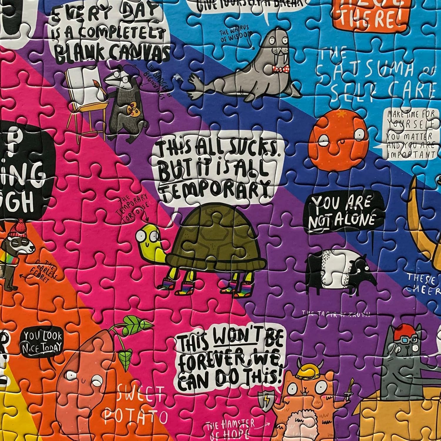 Puzzle of Positivity | 1000 Piece Jigsaw Puzzle | Cartoon, Mental Health Puzzle | Sustainable Jigsaw Puzzle for Adults | Premium 100% Recycled Board | Great Gift for Adults | Gibsons Games