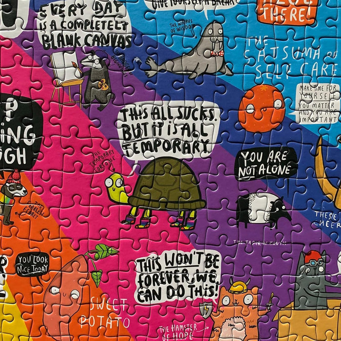 Puzzle of Positivity | 1000 Piece Jigsaw Puzzle | Cartoon, Mental Health Puzzle | Sustainable Jigsaw Puzzle for Adults | Premium 100% Recycled Board | Great Gift for Adults | Gibsons Games