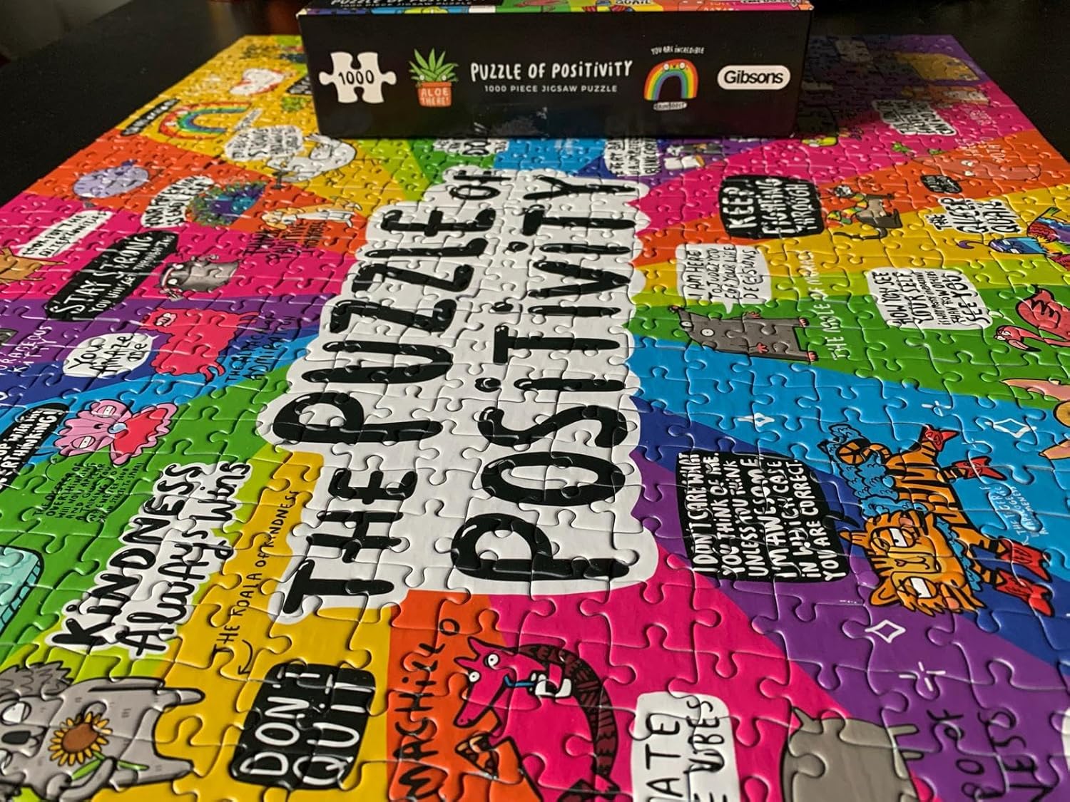 Puzzle of Positivity | 1000 Piece Jigsaw Puzzle | Cartoon, Mental Health Puzzle | Sustainable Jigsaw Puzzle for Adults | Premium 100% Recycled Board | Great Gift for Adults | Gibsons Games