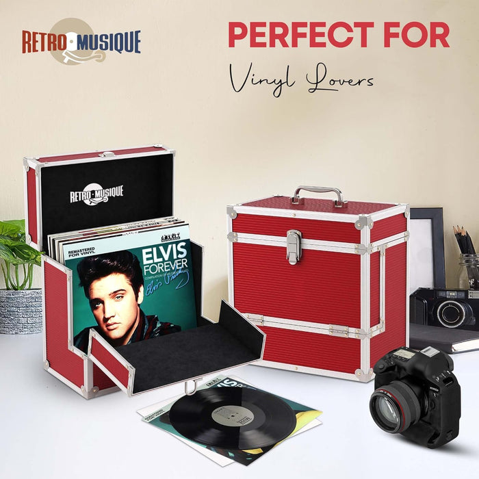 Kxrm 03 R - 12 Inch Aluminium Vinyl Storage Case For 40 Lps - Red - Retro Musique