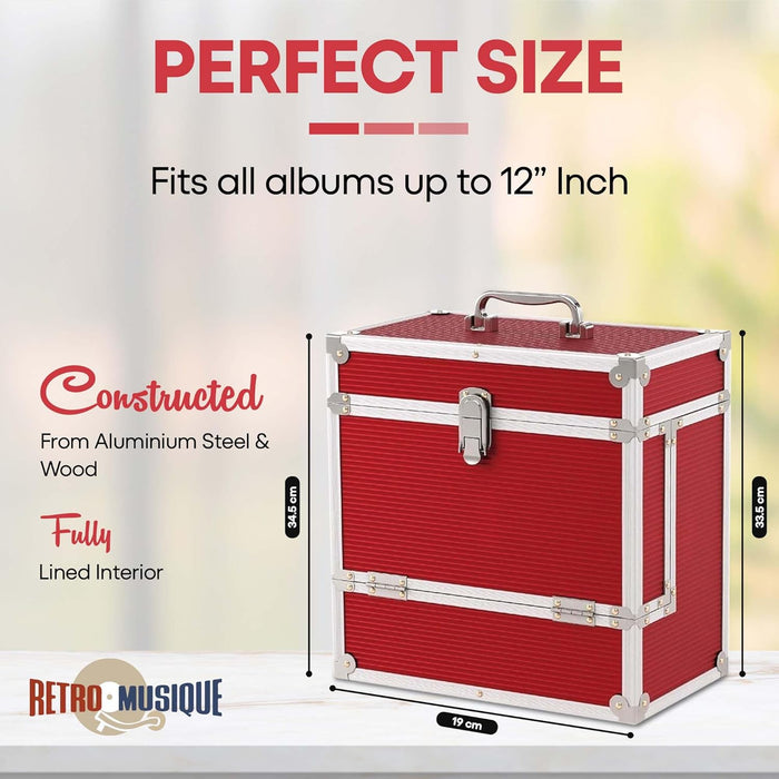 Kxrm 03 R - 12 Inch Aluminium Vinyl Storage Case For 40 Lps - Red - Retro Musique