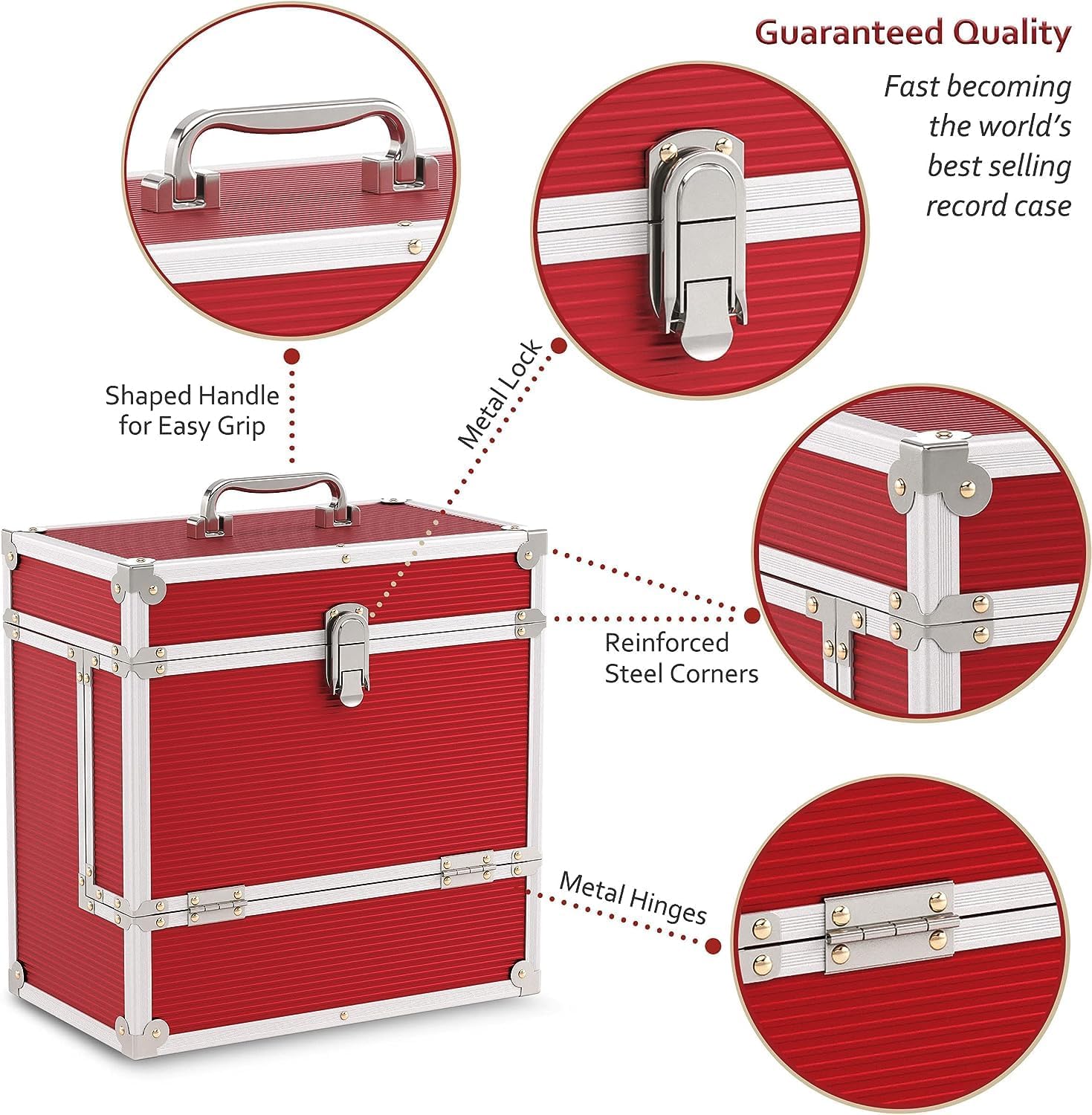 Kxrm 03 R - 12 Inch Aluminium Vinyl Storage Case For 40 Lps - Red - Retro Musique