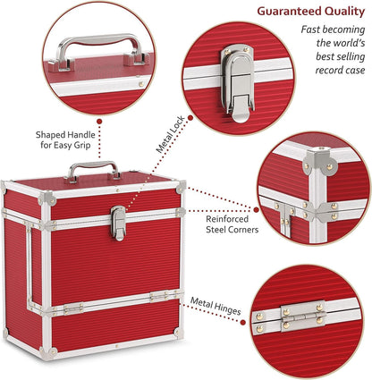 Kxrm 03 R - 12 Inch Aluminium Vinyl Storage Case For 40 Lps - Red - Retro Musique
