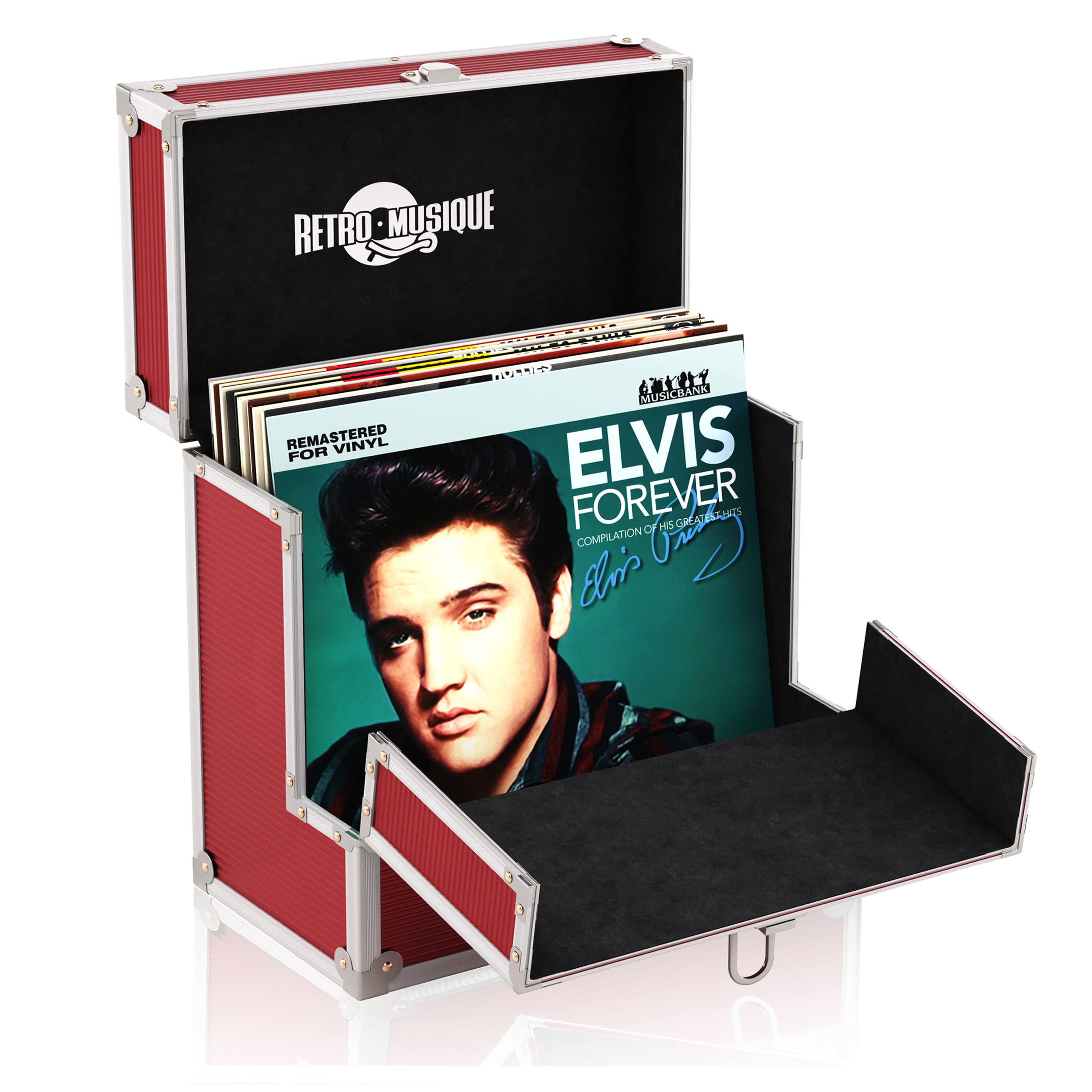Kxrm 03 R - 12 Inch Aluminium Vinyl Storage Case For 40 Lps - Red - Retro Musique
