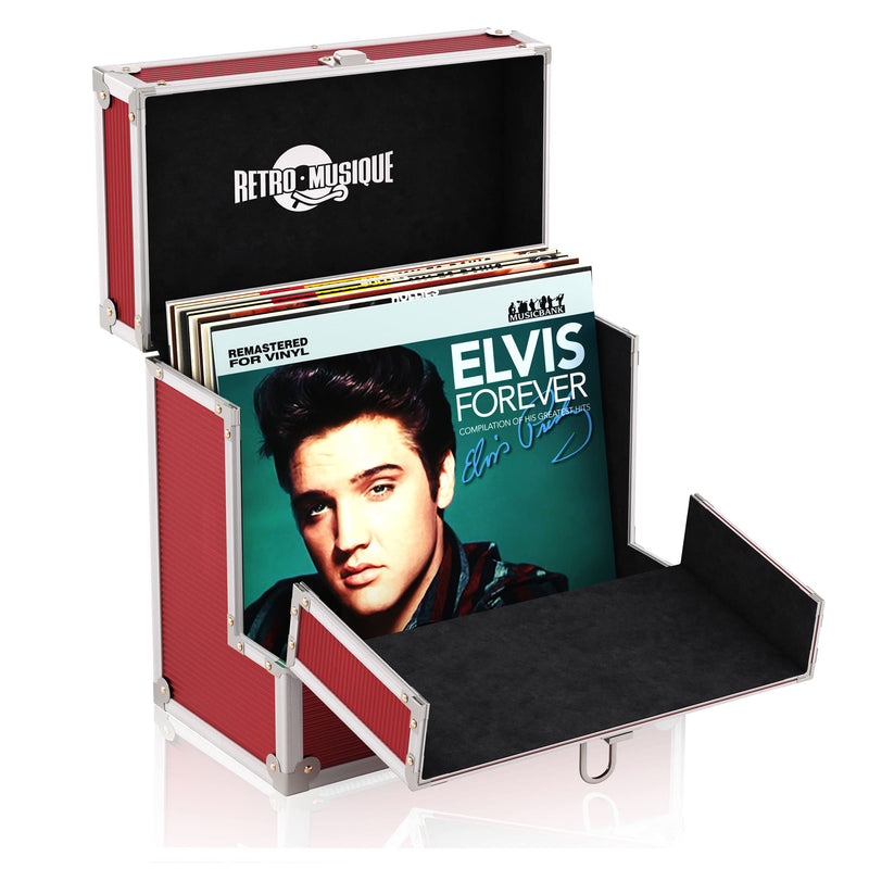 Kxrm 03 R - 12 Inch Aluminium Vinyl Storage Case For 40 Lps - Red - Retro Musique